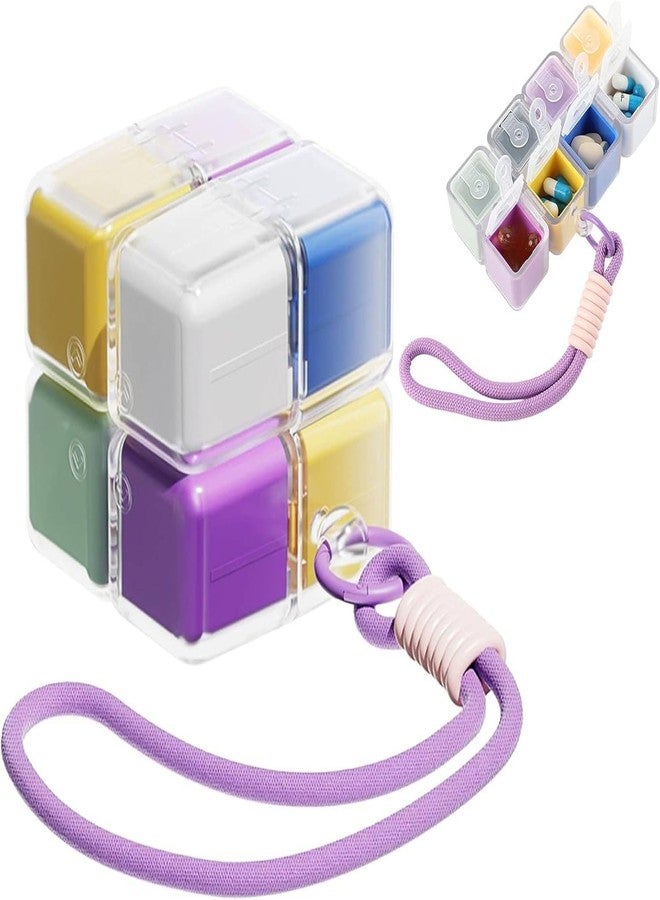 KPS Rubik Cube Pill Box Keychain | Magnetic Cube Medicine Organizer For Travel & Daily Use | Portable Mini Pill Holder With Keyring | Secure Storage For Tablets & Vitamins (Pack of 1,Multicolor) - Image 2